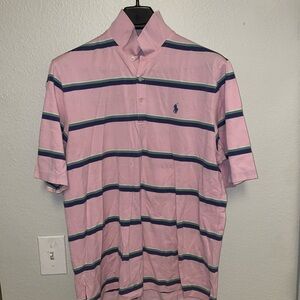 Polo by Ralph Lauren Pink and Blue Striped Polo Shirt